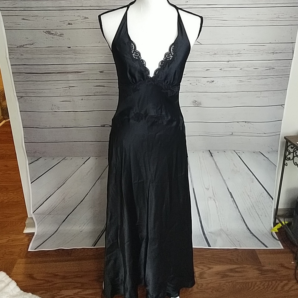 Long vintage satin and lace lingerie slip